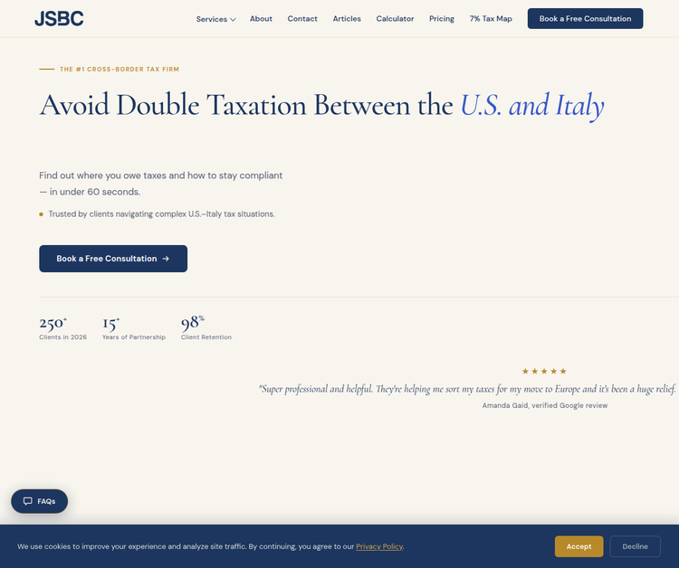 U.S.–Italy Cross‑Border Tax & Compliance Firm