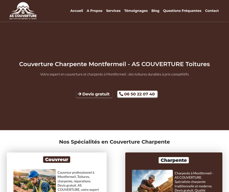 AS COUVERTURE - Couverture Charpente Toitures à Montfermeil