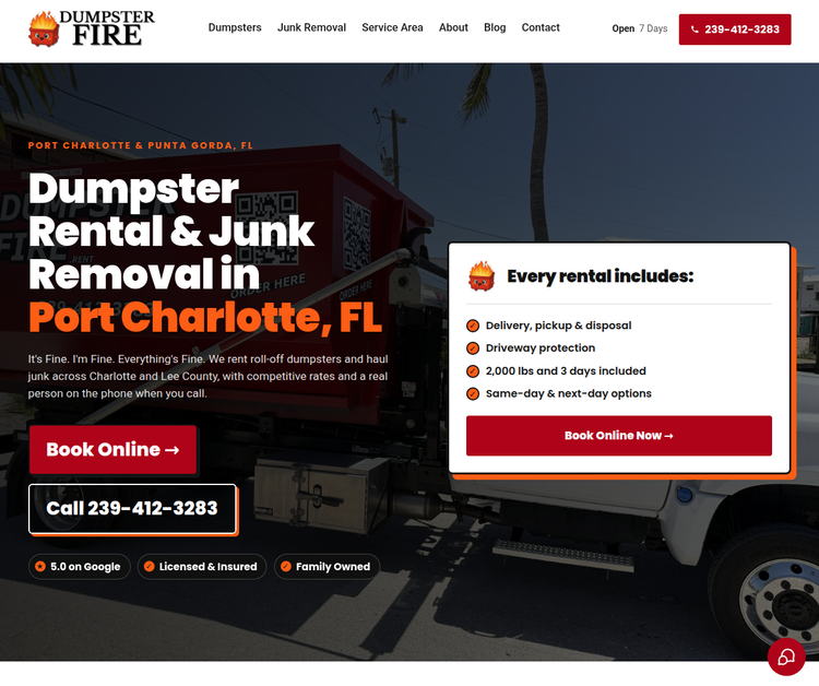 Dumpster Fire - Roll-Off Dumpster Rentals & Junk Removal in Port Charlotte, FL