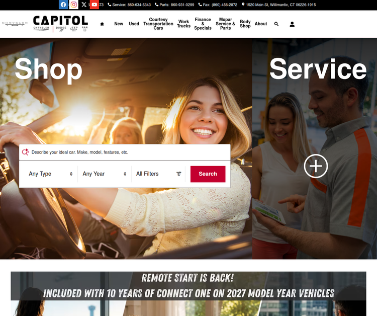 Your Trusted Chrysler, Dodge, Jeep, Ram Dealer in Willimantic