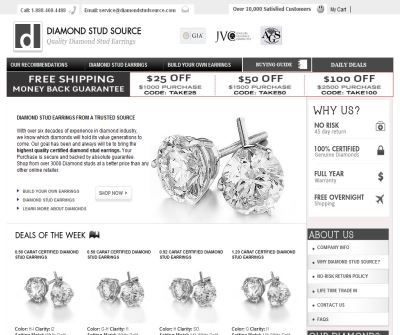 Diamond Stud, Diamond Studs, Diamond Stud Earrings. 45 Days Money Back