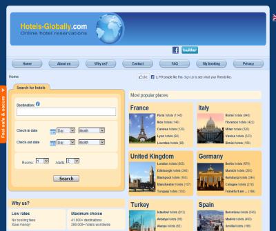 Online hotel reservations worldwide