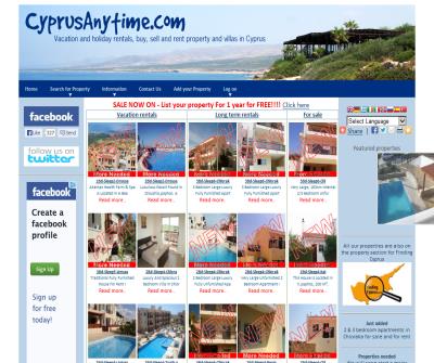 CyprusAnytime.com -   Holiday and vacation rentals, Long term rentals, Properties for sale in Cyprus, Paphos, Pafos, Limassol, Larnaca, Famagusta